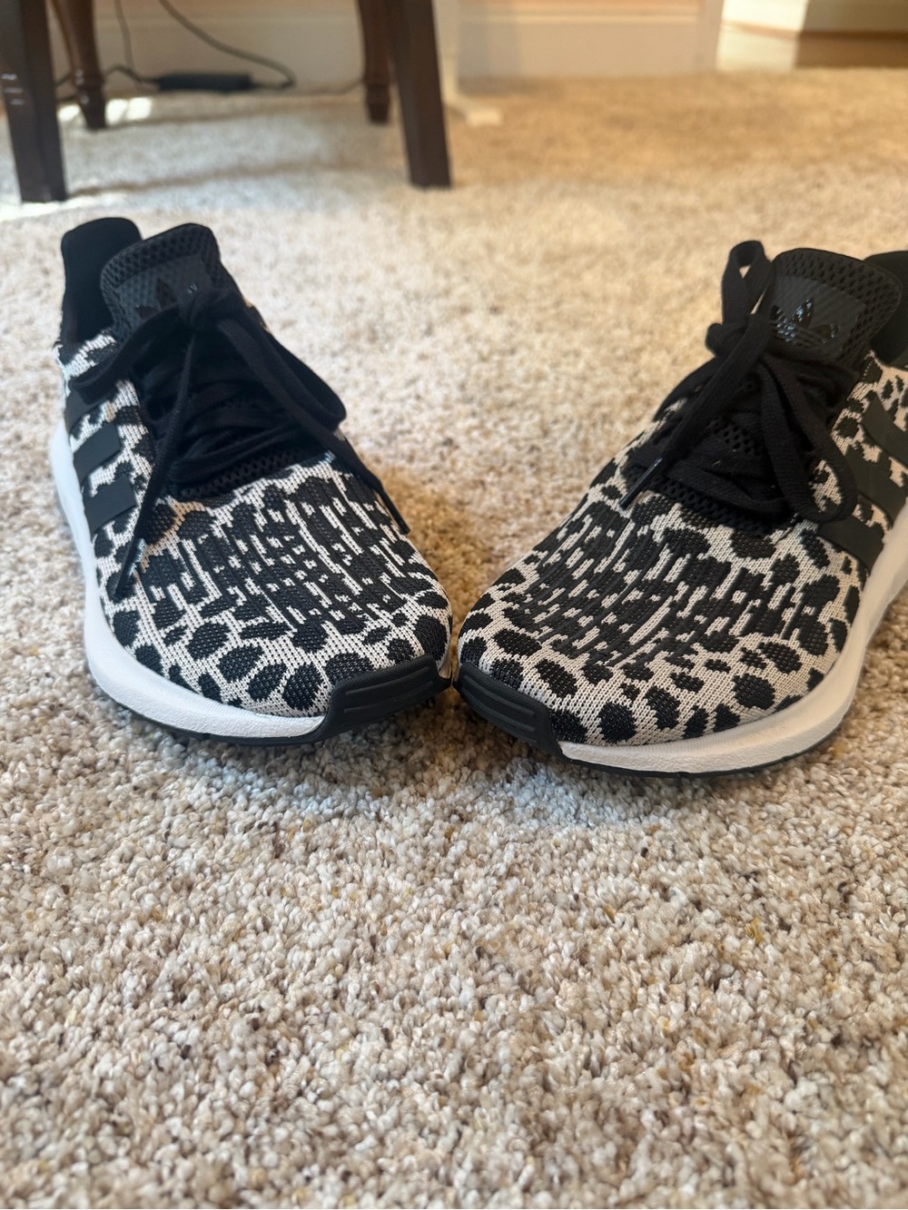 adidas women’s Black and White Knit Pattern Sneakers